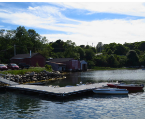 Wharf with boats on water