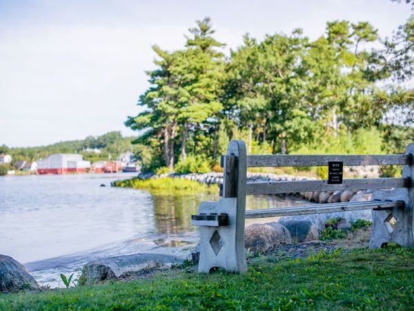 A bench at LaHave Sunset Park showing the view to the LaHave River A bench at LaHave Sunset Park showing the view to the LaHave River